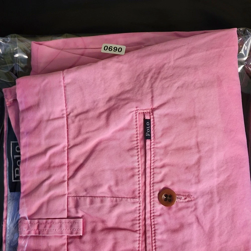 Polo Ralph Lauren Chino Shorts Mens 42 Classic Fit Pima Cotton Pink Excellent